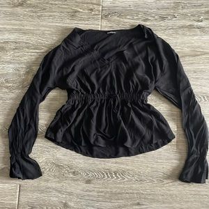 EUC black cinched waist blouse from Shein, sz M
